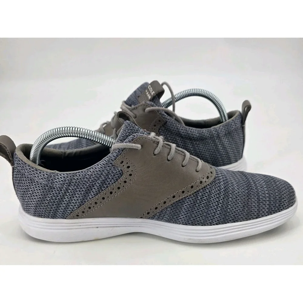 COLE HAAN GRAND TOUR KNIT OXFORDS MENS SIZE 9.5 M GRAY BROWN CASUAL SHOES C31346